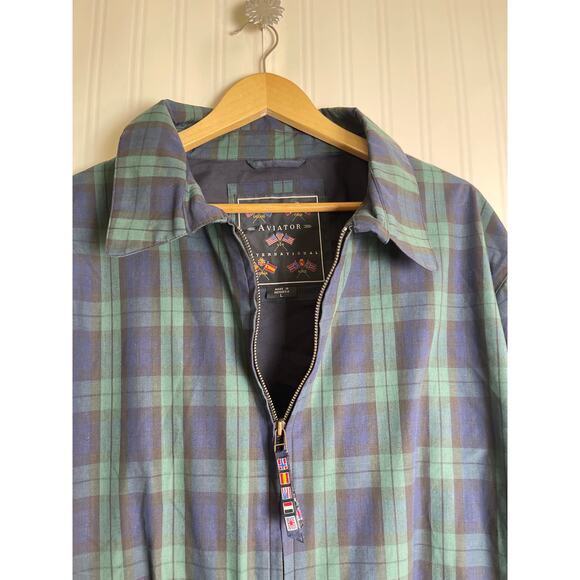 Aviator International VTG 95s Tartan Everyday Sports Bomber Jacket Mens Size L - Picture 2 of 15